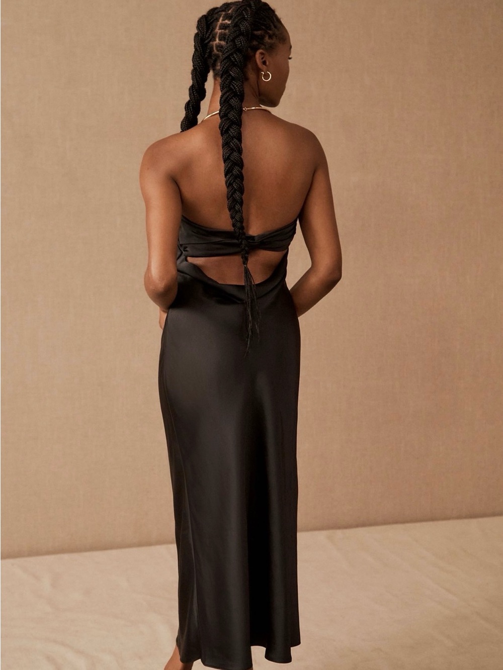 Sachin + Babi Black Satin Backless Strapless Dress